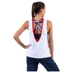 Open Back Tape Tank Top White
