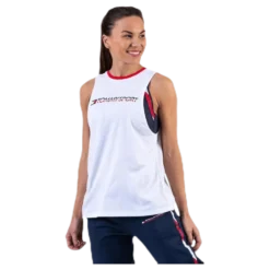 Open Back Tape Tank Top White
