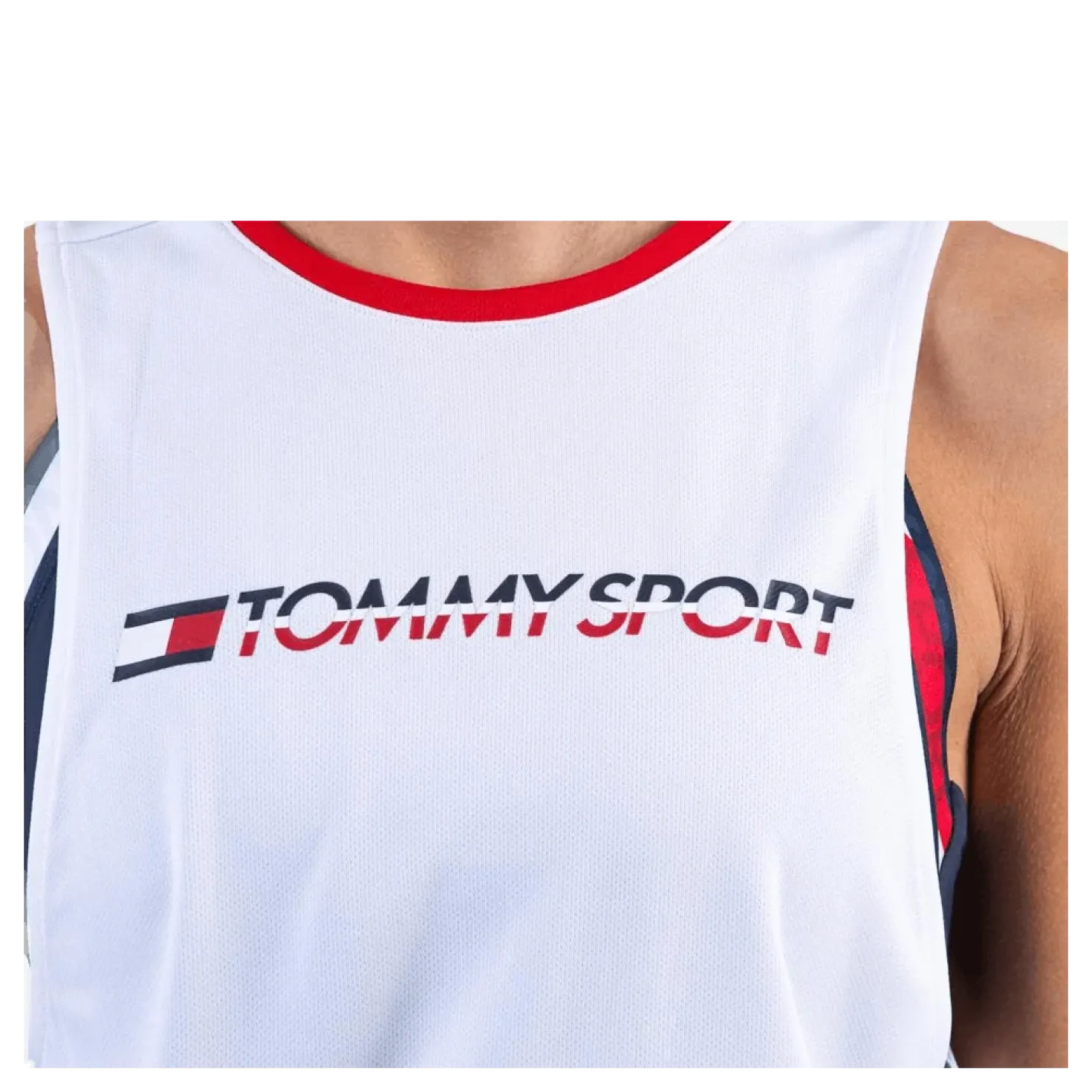 Open Back Tape Tank Top White