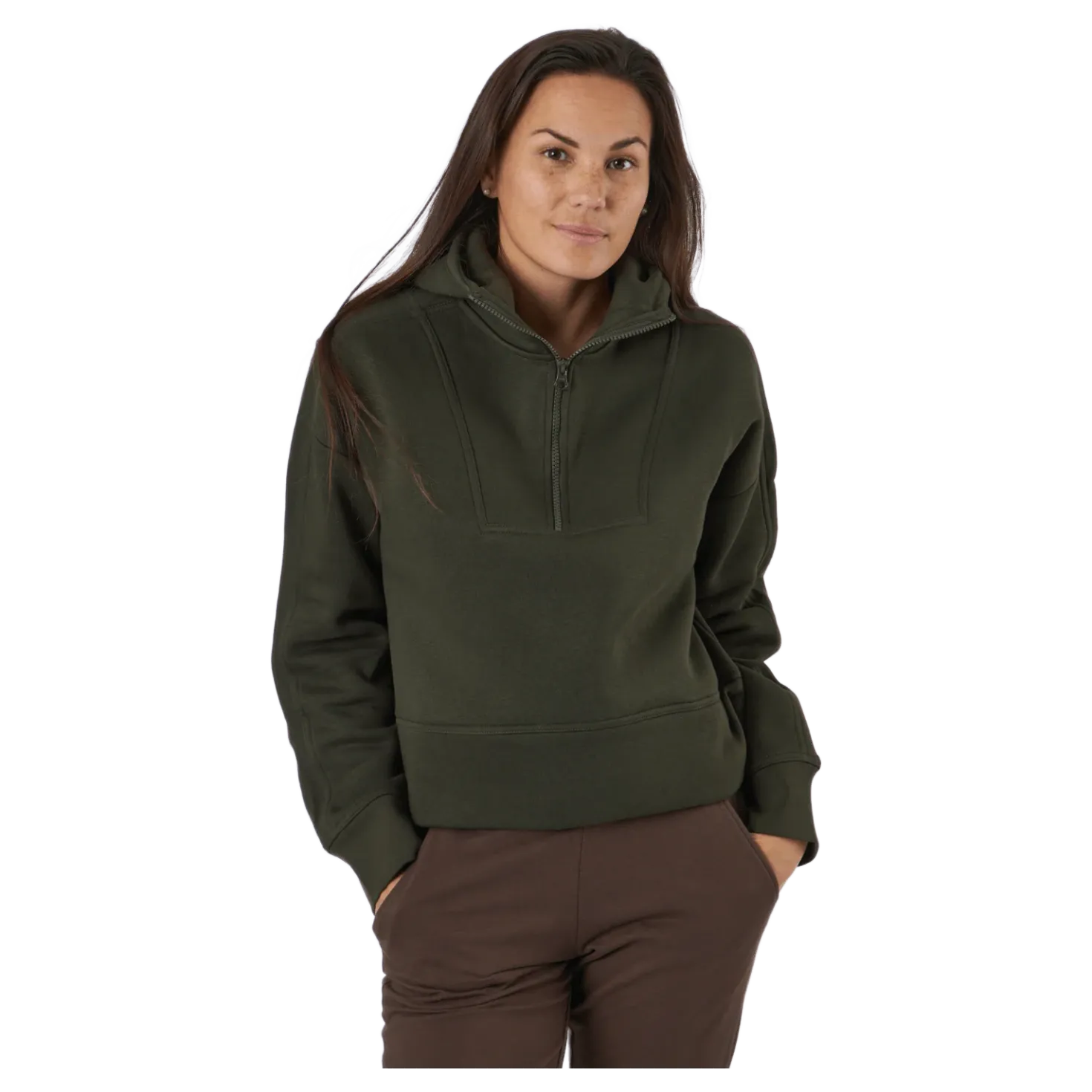 Oversized Zip Hood Forest Green