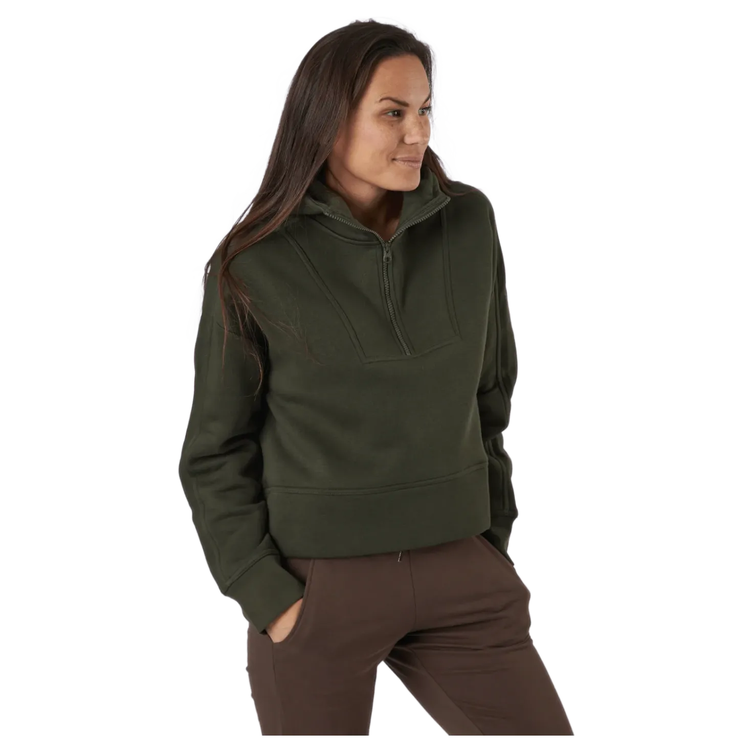 Oversized Zip Hood Forest Green