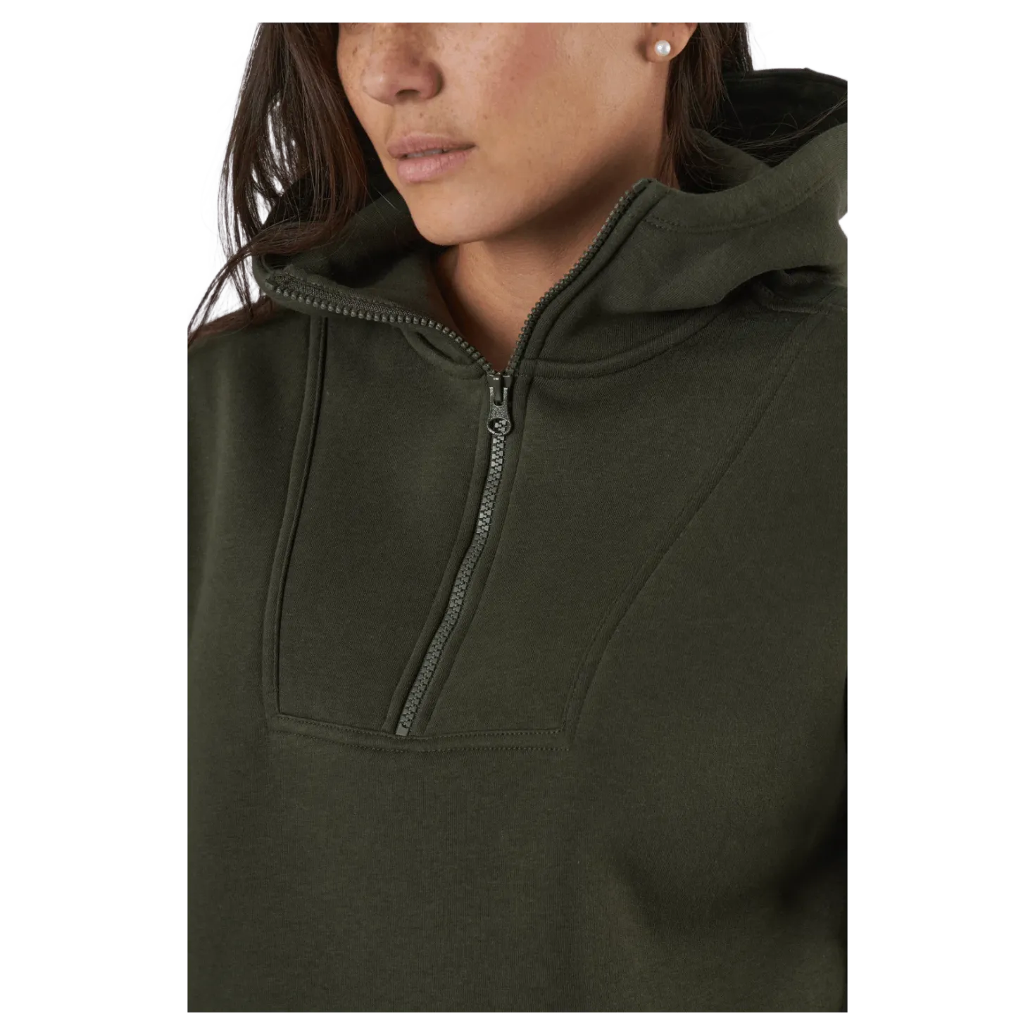 Oversized Zip Hood Forest Green