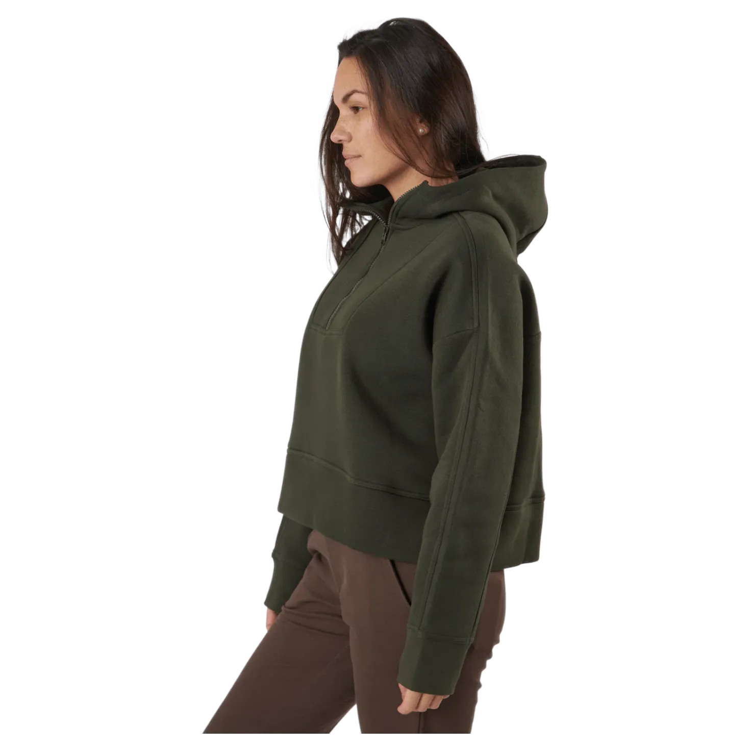 Oversized Zip Hood Forest Green