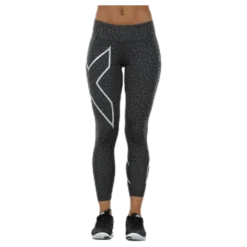 Patterned Mid-Rise Compression 7/8 Tights Black/Grey