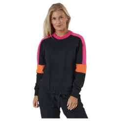 Paulina Cropped Crew Sweat Black-beetroot Purple-mandarin