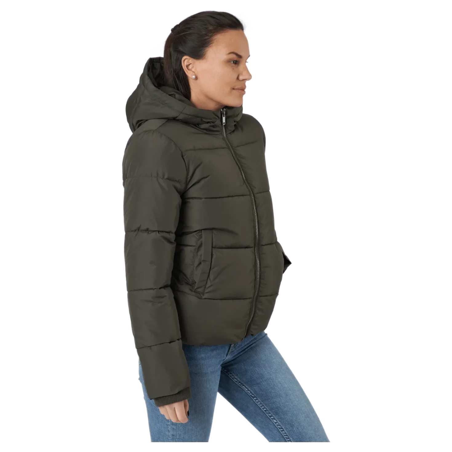 Pcbee New Short Puffer Jacket Black Olive