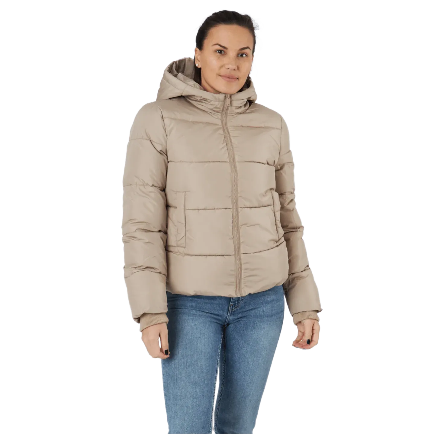 Pcbee New Short Puffer Jacket Silver Mink