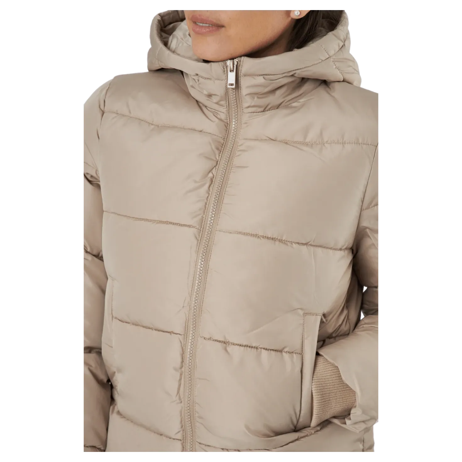 Pcbee New Short Puffer Jacket Silver Mink