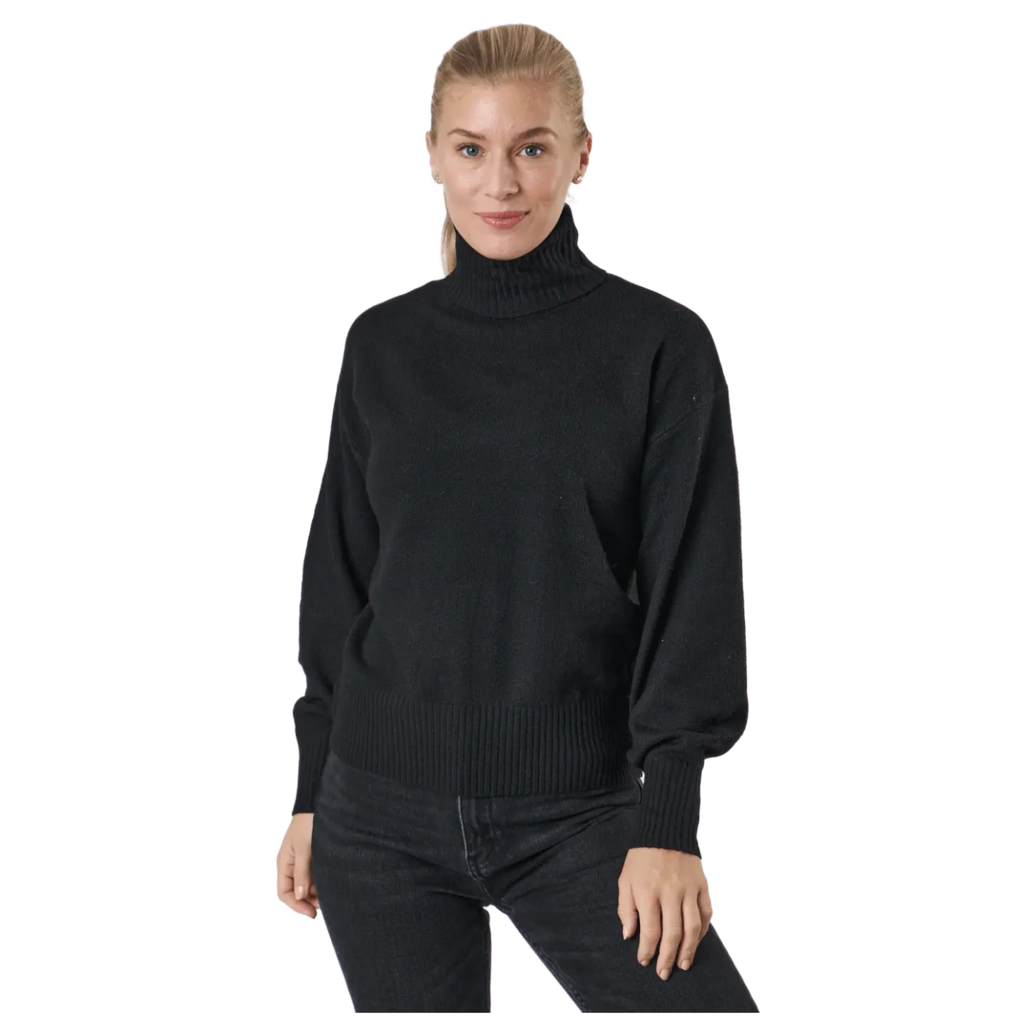 Pccava Ls High Neck Knit Bc Black