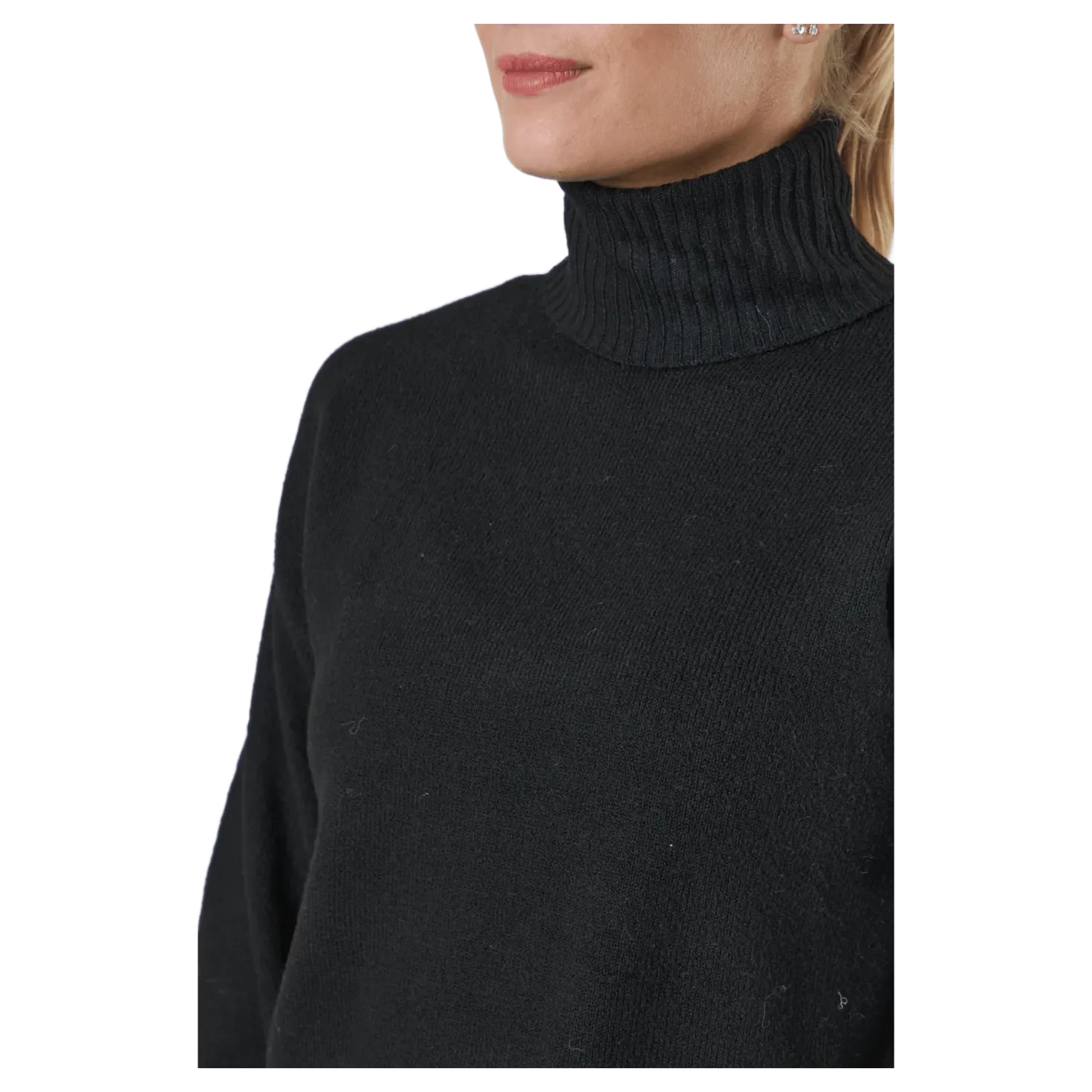 Pccava Ls High Neck Knit Bc Black