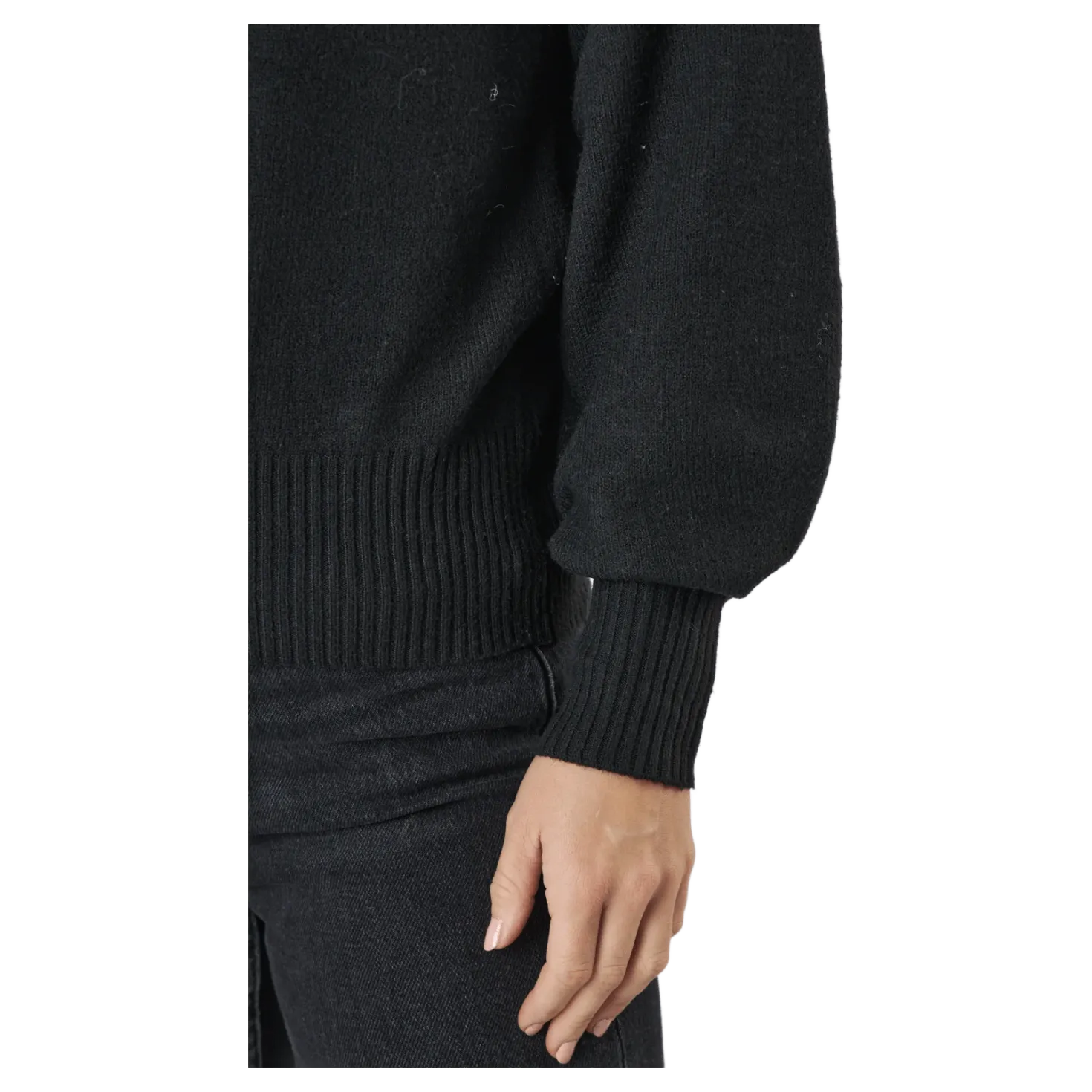 Pccava Ls High Neck Knit Bc Black