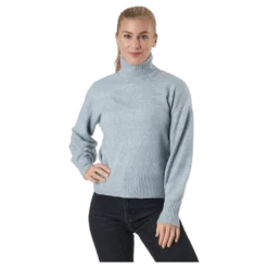 Pccava Ls High Neck Knit Bc Light Grey Melange