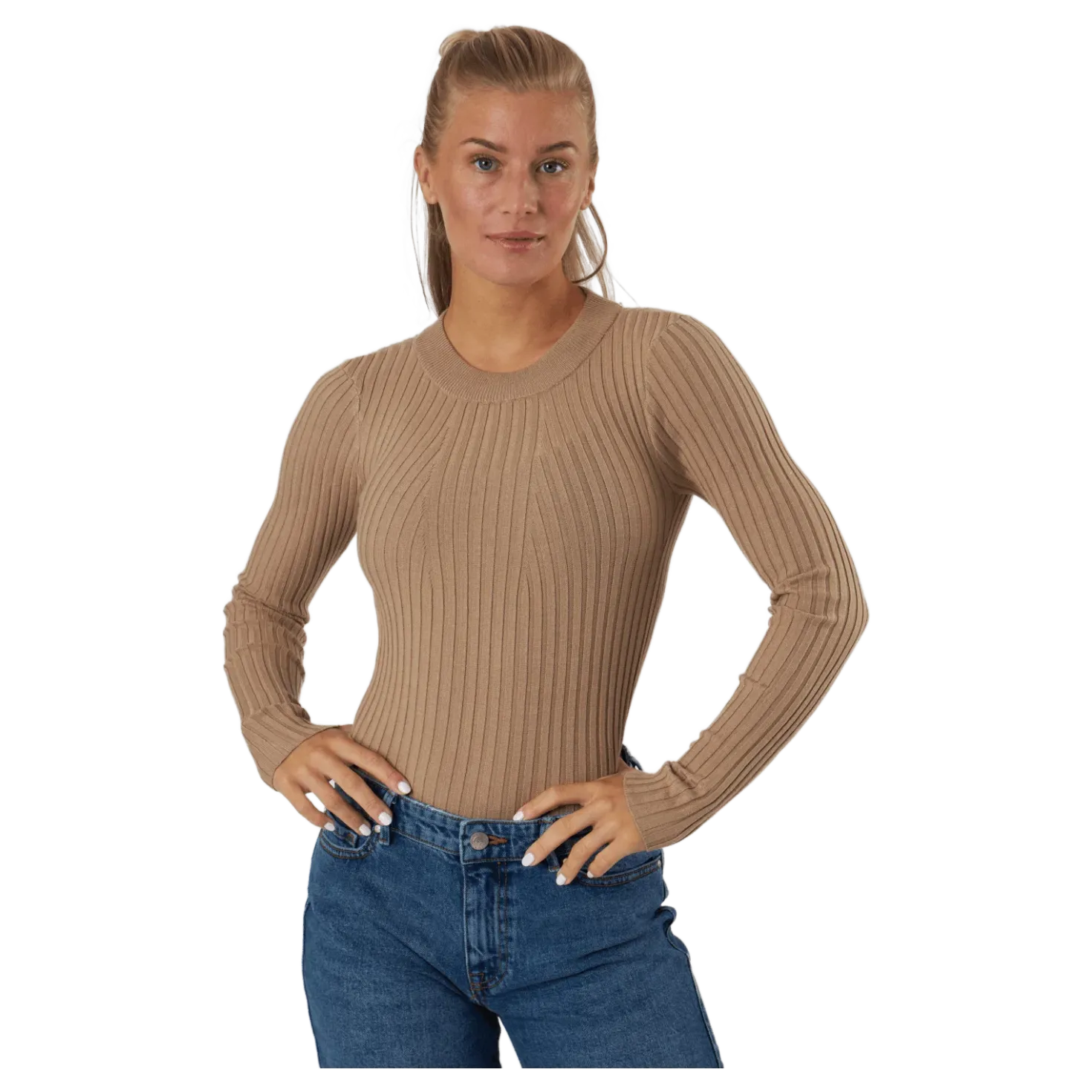 Pccrista Ls O-neck Knit Bc Silver Mink