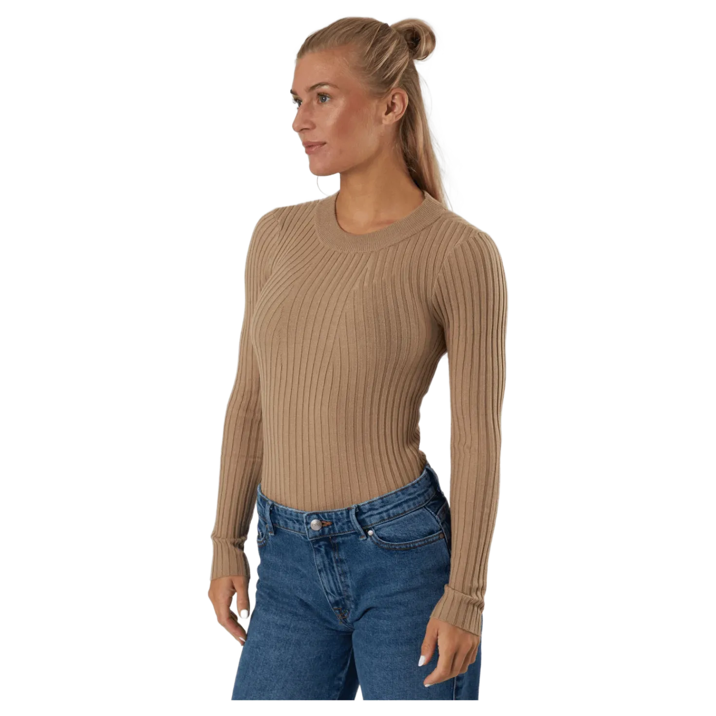 Pccrista Ls O-neck Knit Bc Silver Mink