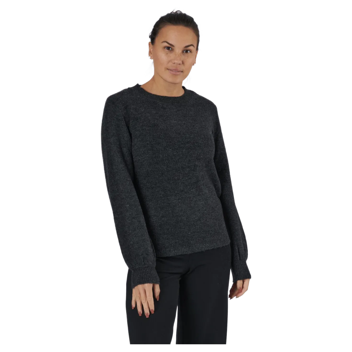 Pcperla Ls Knit Bc Dark Grey Melange