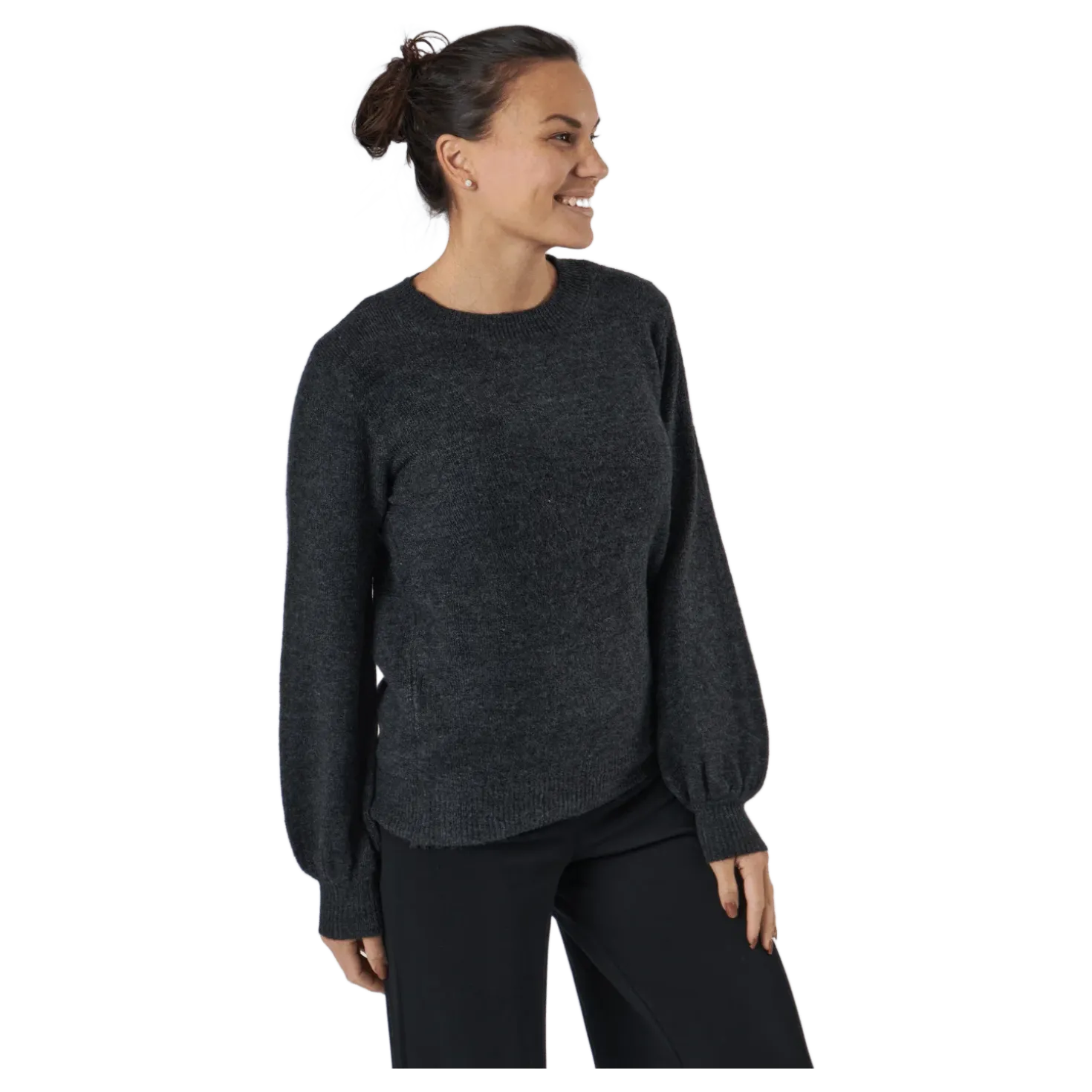 Pcperla Ls Knit Bc Dark Grey Melange