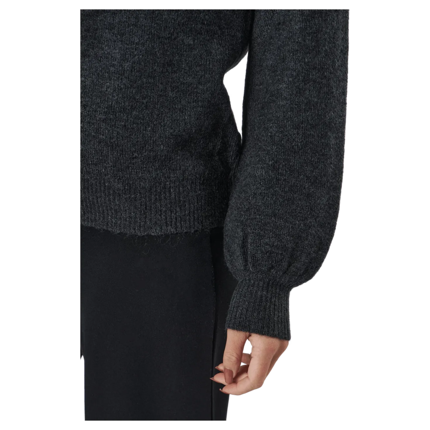 Pcperla Ls Knit Bc Dark Grey Melange