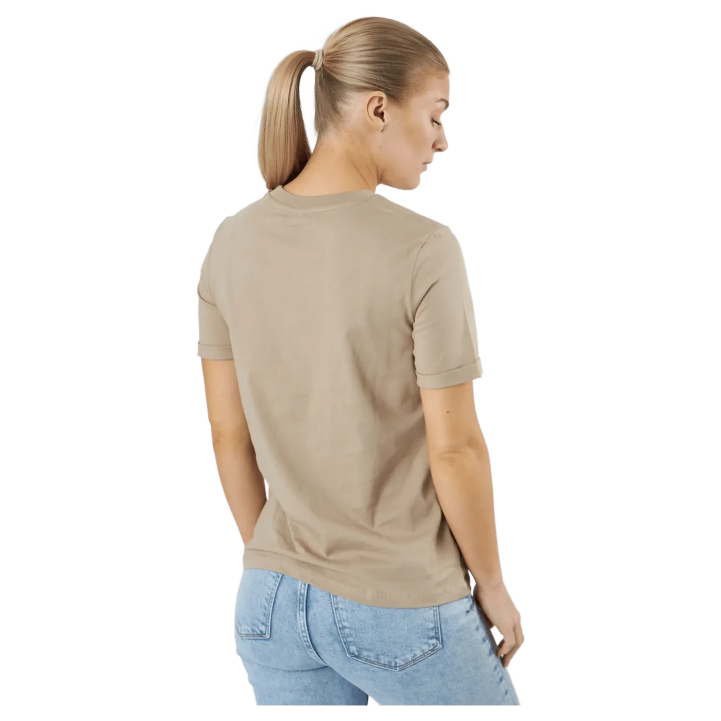Pcria Ss Fold Up Solid Tee Bc Silver Mink