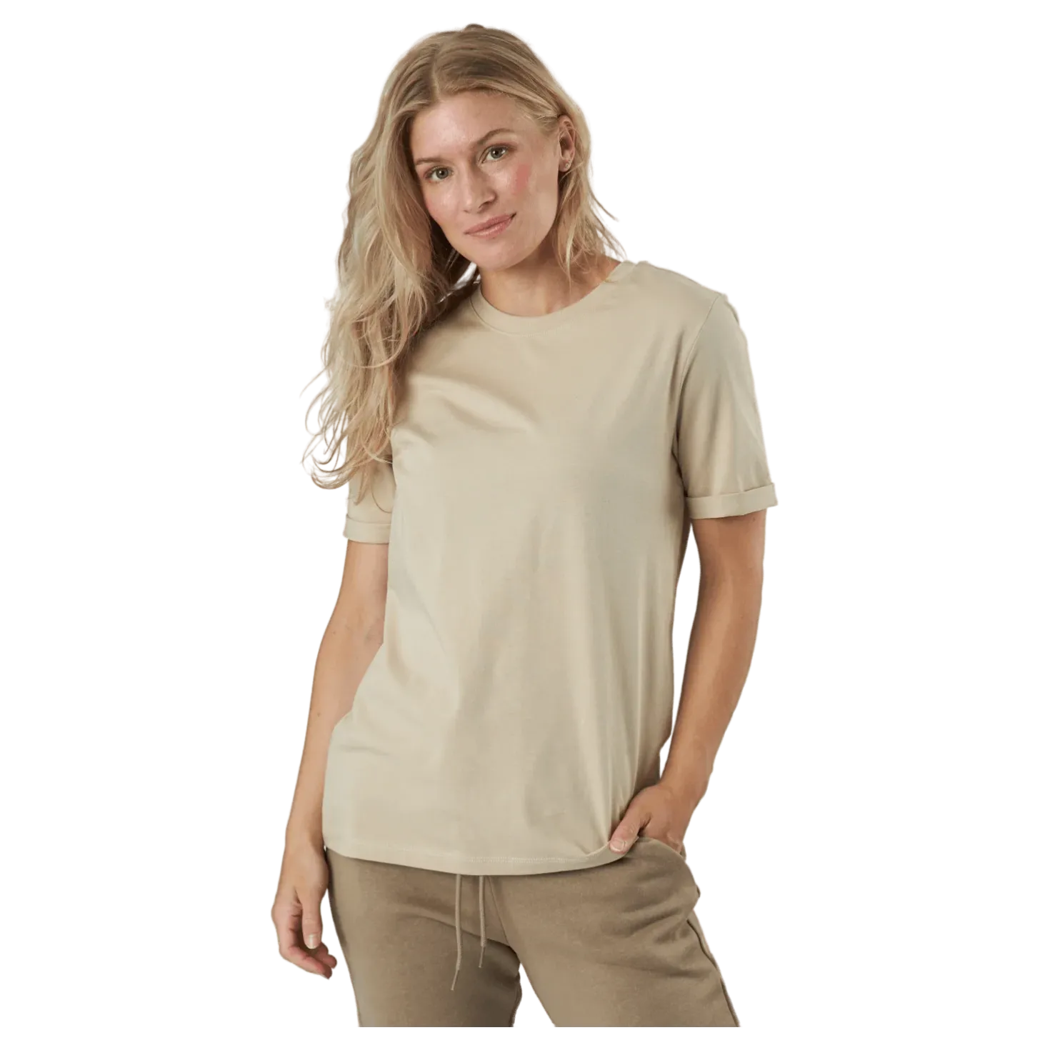 Pcria Ss Fold Up Solid Tee Noo White Pepper