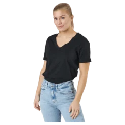 Pcria Ss V-neck Solid Tee Bc Black