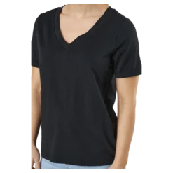 Pcria Ss V-neck Solid Tee Bc Black
