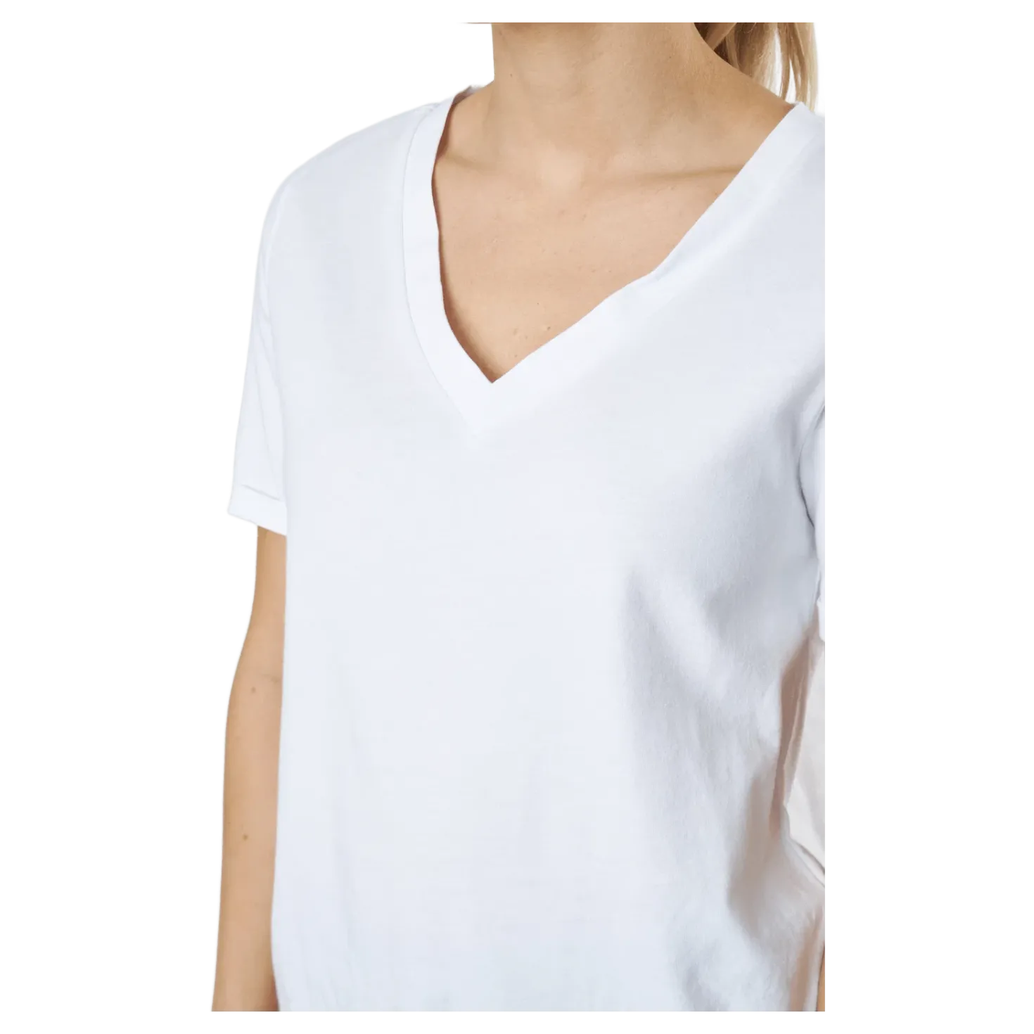 Pcria Ss V-neck Solid Tee Bc Bright White