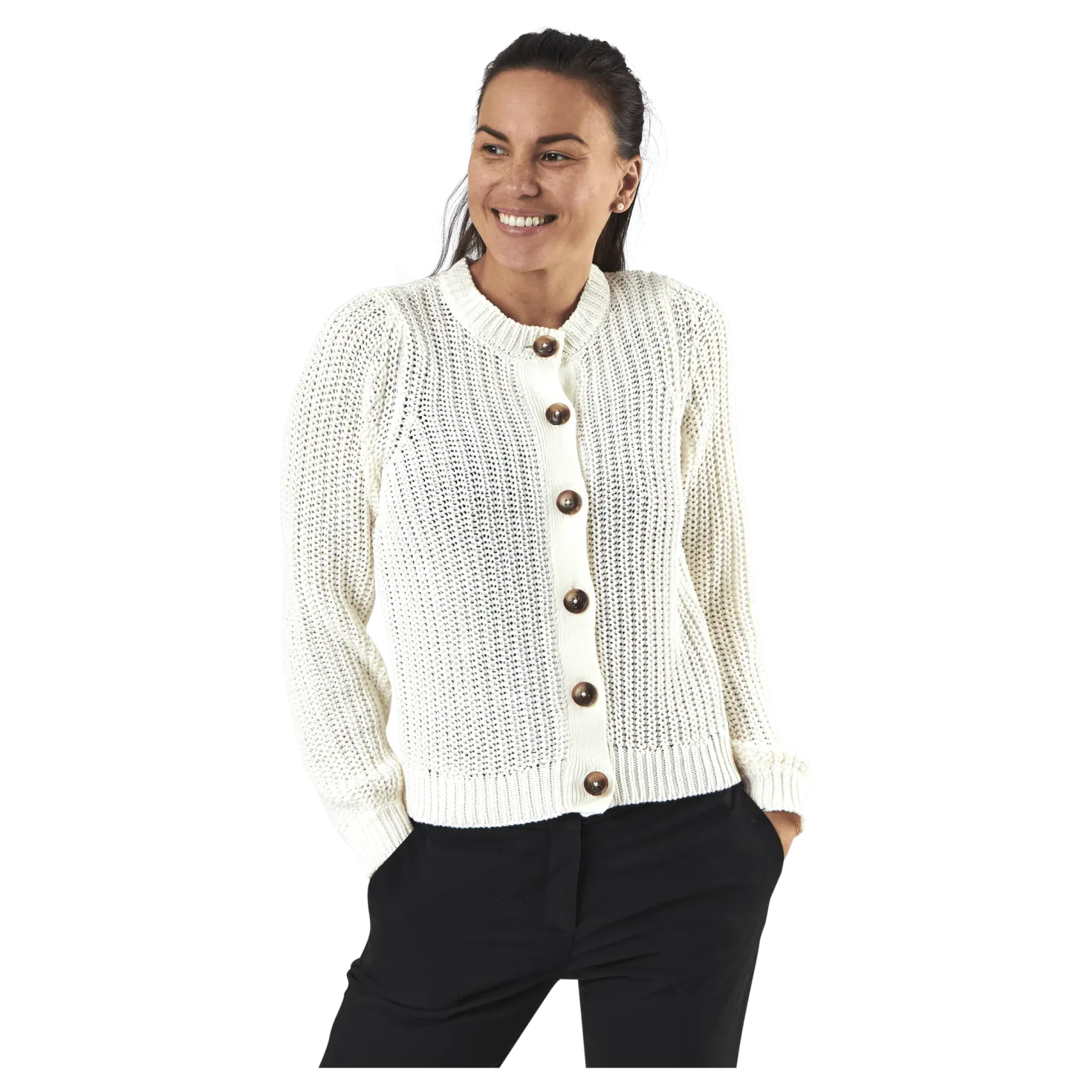 Petula Ls Knit Cardigan White