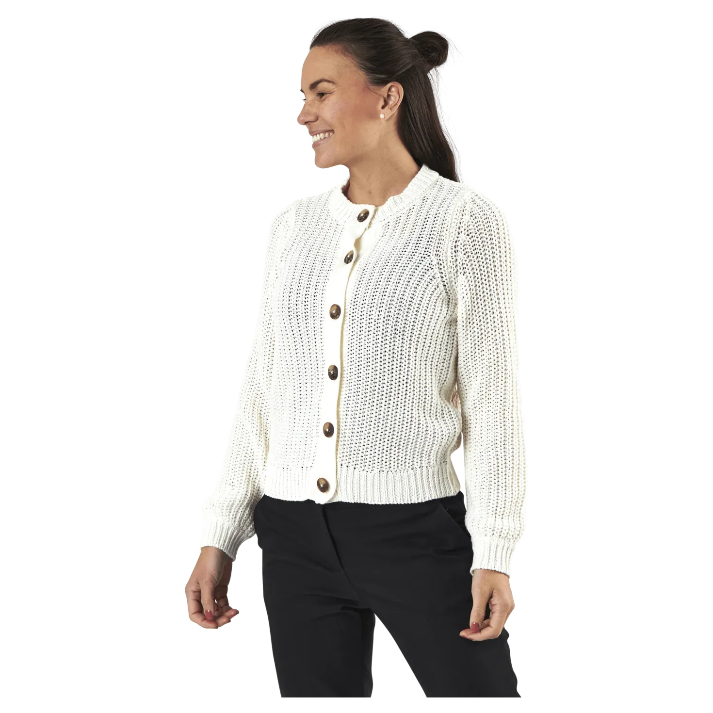 Petula Ls Knit Cardigan White