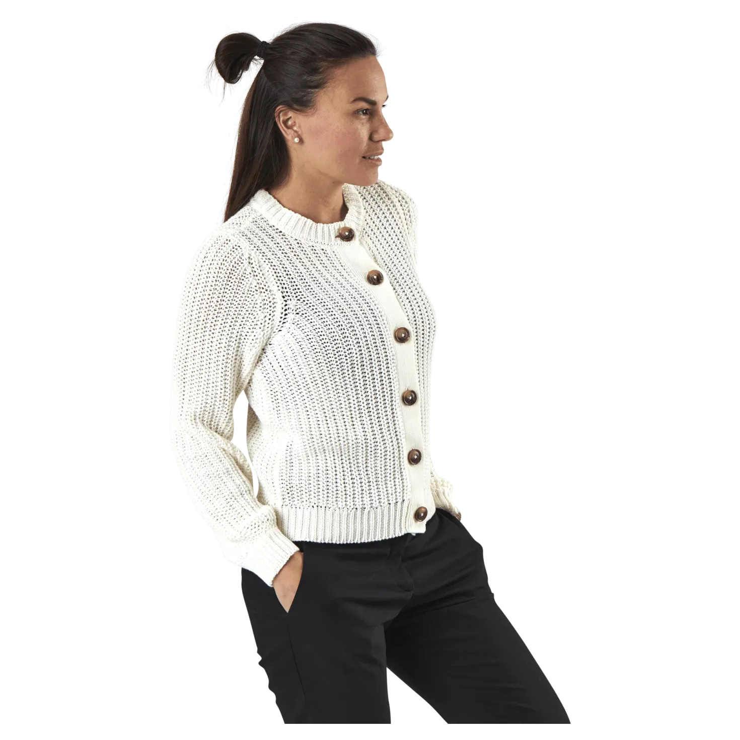 Petula Ls Knit Cardigan White