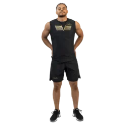 Power Sleeveless Tee Black&gold