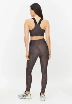 Printed High Waist Tights Brown Snake