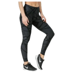 Print Mid-Rise Compression Tights W Black/Grey