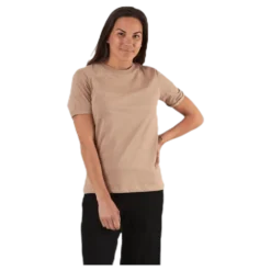 Ria Ss Fold Up Solid Tee Beige