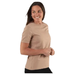 Ria Ss Fold Up Solid Tee Beige
