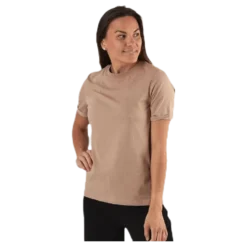 Ria Ss Fold Up Solid Tee Beige