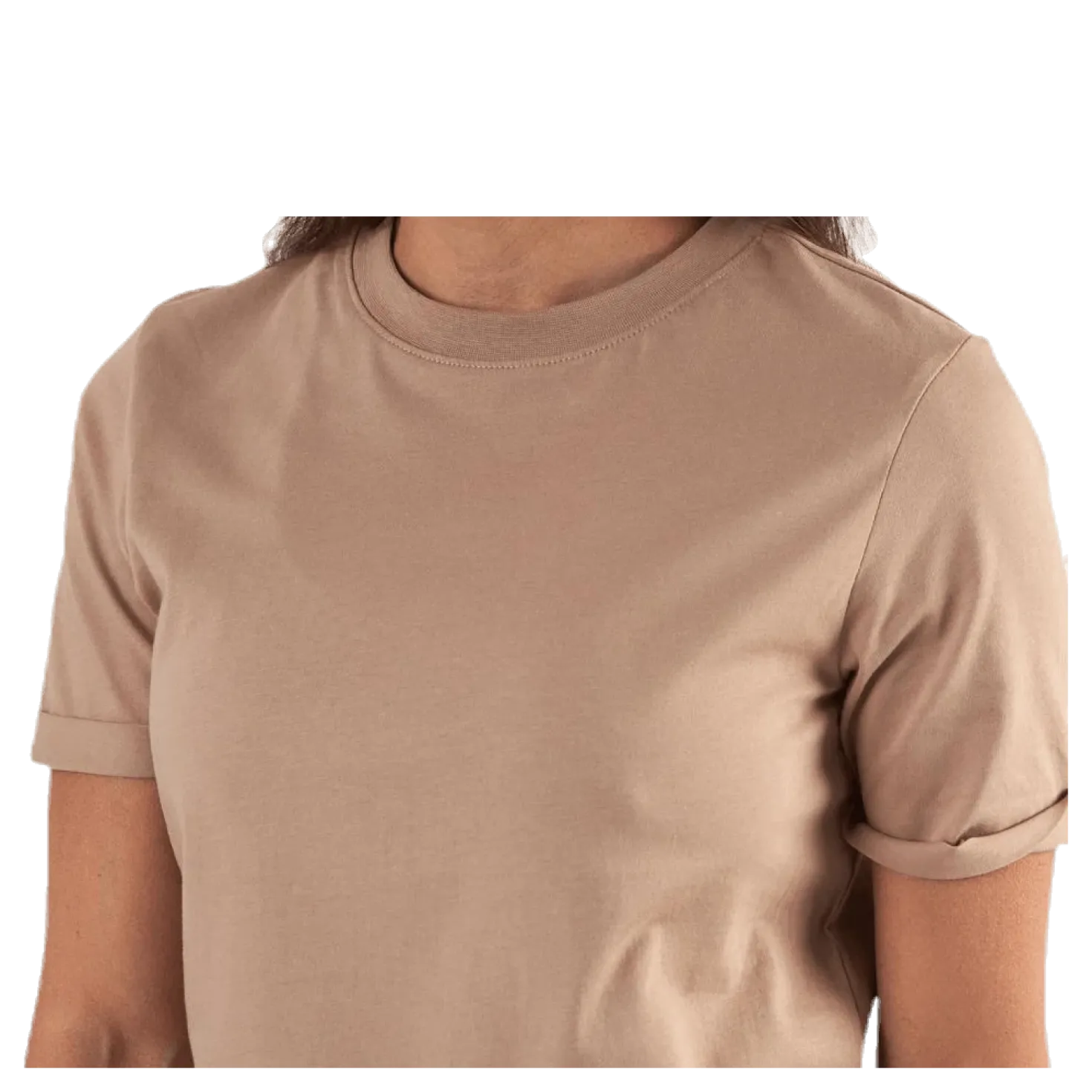 Ria Ss Fold Up Solid Tee Beige
