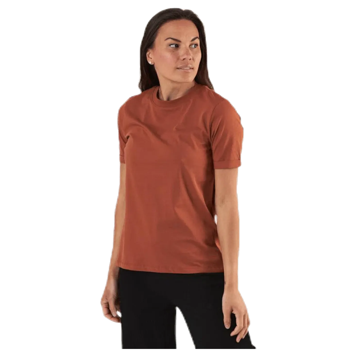 Ria Ss Fold Up Solid Tee Beige