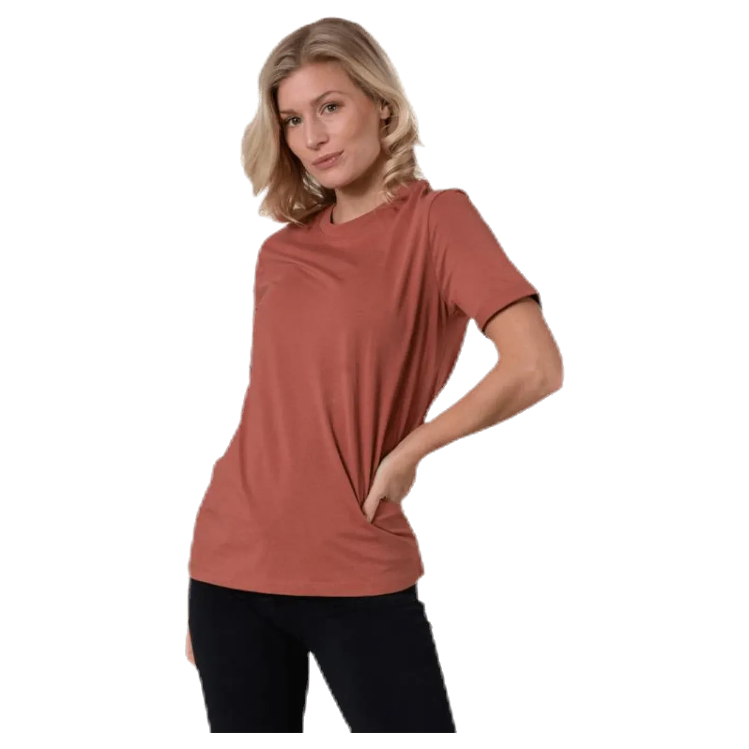 Ria Ss Fold Up Solid Tee Brown