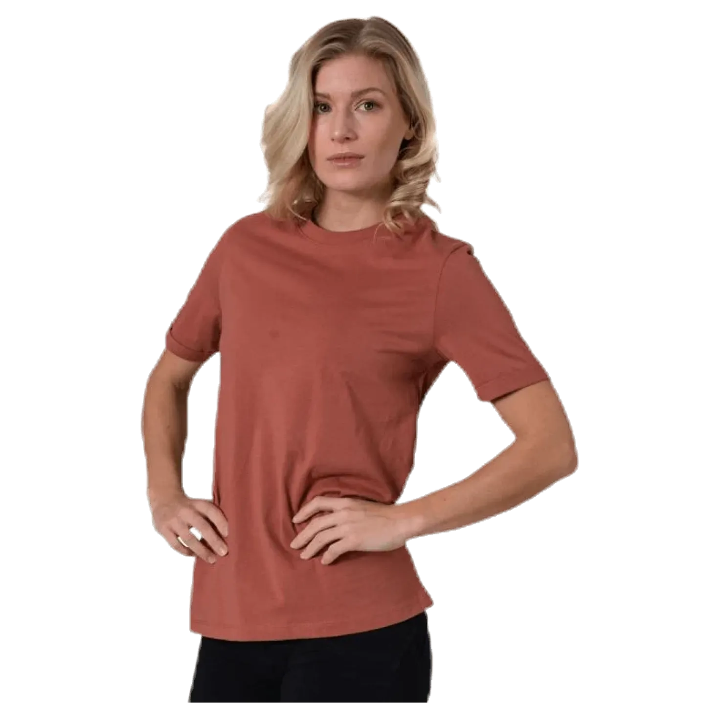 Ria Ss Fold Up Solid Tee Brown