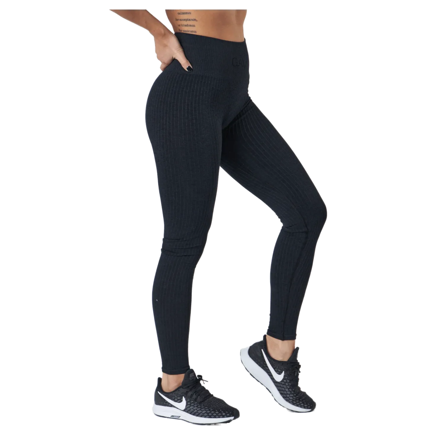Ribbed Black Sand Melange Seam Black