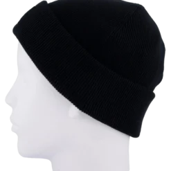 Ribbed Cotton Badge Beanie Noir 031