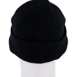 Ribbed Cotton Badge Beanie Noir 031