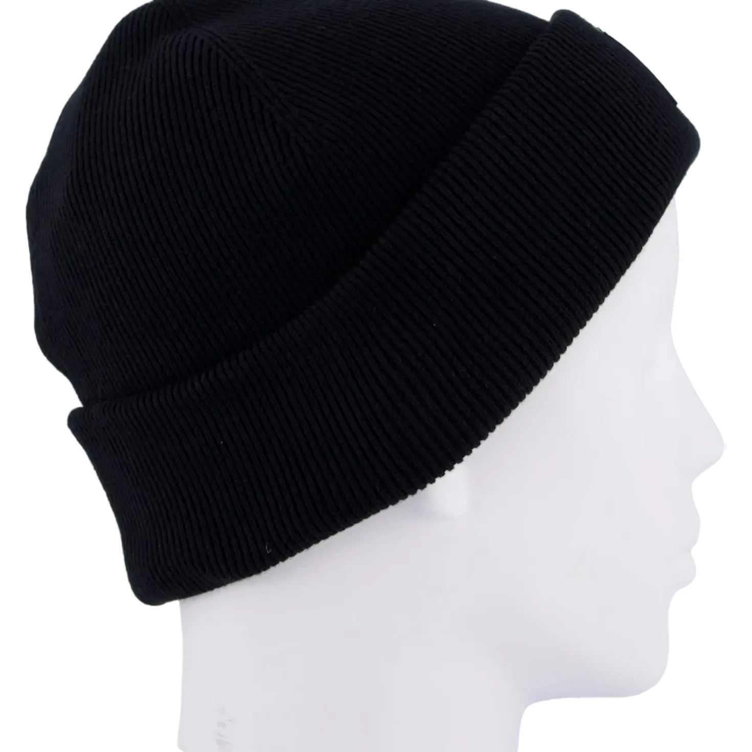 Ribbed Cotton Badge Beanie Noir 031