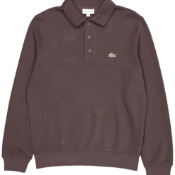 Ribbed Cotton Polo Collar Swea Brown Skb