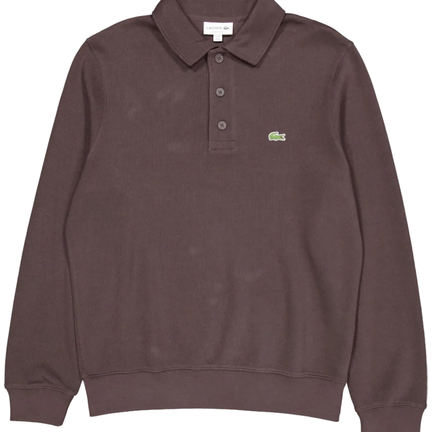 Ribbed Cotton Polo Collar Swea Brown Skb