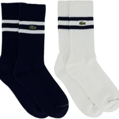 Ribbed Cotton Socks Navy Blue/white Hhw