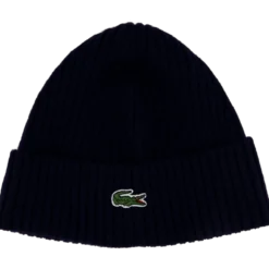 Rib Knit Brushed Wool Beanie Navy Blue