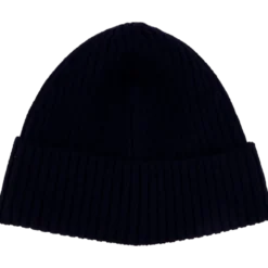 Rib Knit Brushed Wool Beanie Navy Blue