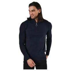 Roy Knit High Neck Zip Navy Blazer