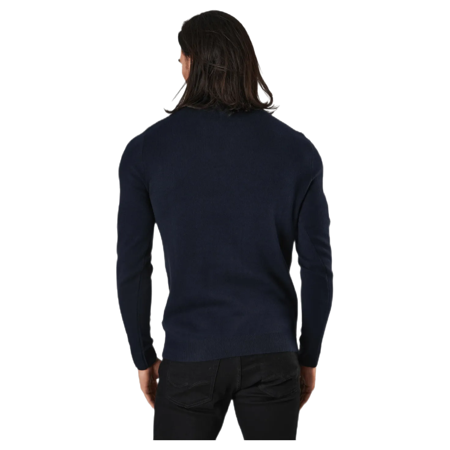 Roy Knit High Neck Zip Navy Blazer